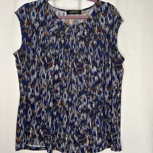 KASPER‎ Women's SZ 1X Stretch Lightweight Polyester Tank Top Pleat Front Blue